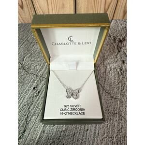 NIB Charlotte & Lexi 925 Sterling Silver Cubic Zirconia Butterfly Necklace